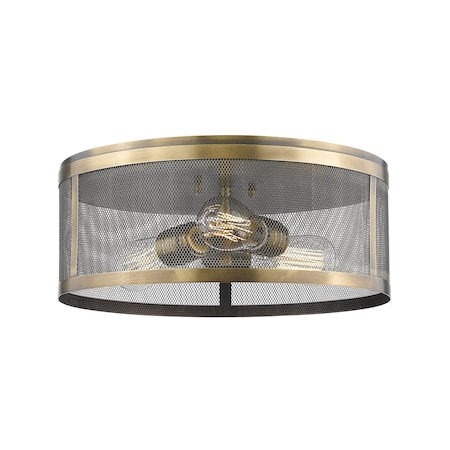 Z-Lite Meshsmith 3 Light Flush Mount, Natural Brass & Natural Brass 331F14-NB